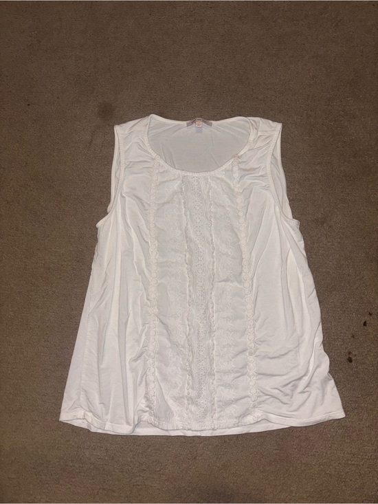 Skies Are Blue Tops - Skies Are Blue White Sleeveless Lace-Trim Tank